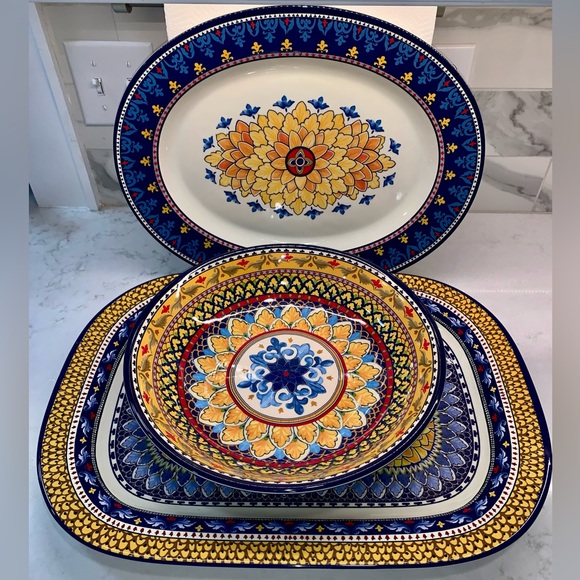 RARE Williams Sonoma Sicily Melamine Serving Large Platters Bowl Set